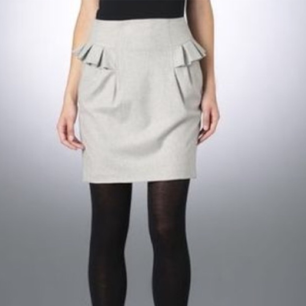 French Connection Gray Wool Peplum Mini Pencil Skirt| Size 4